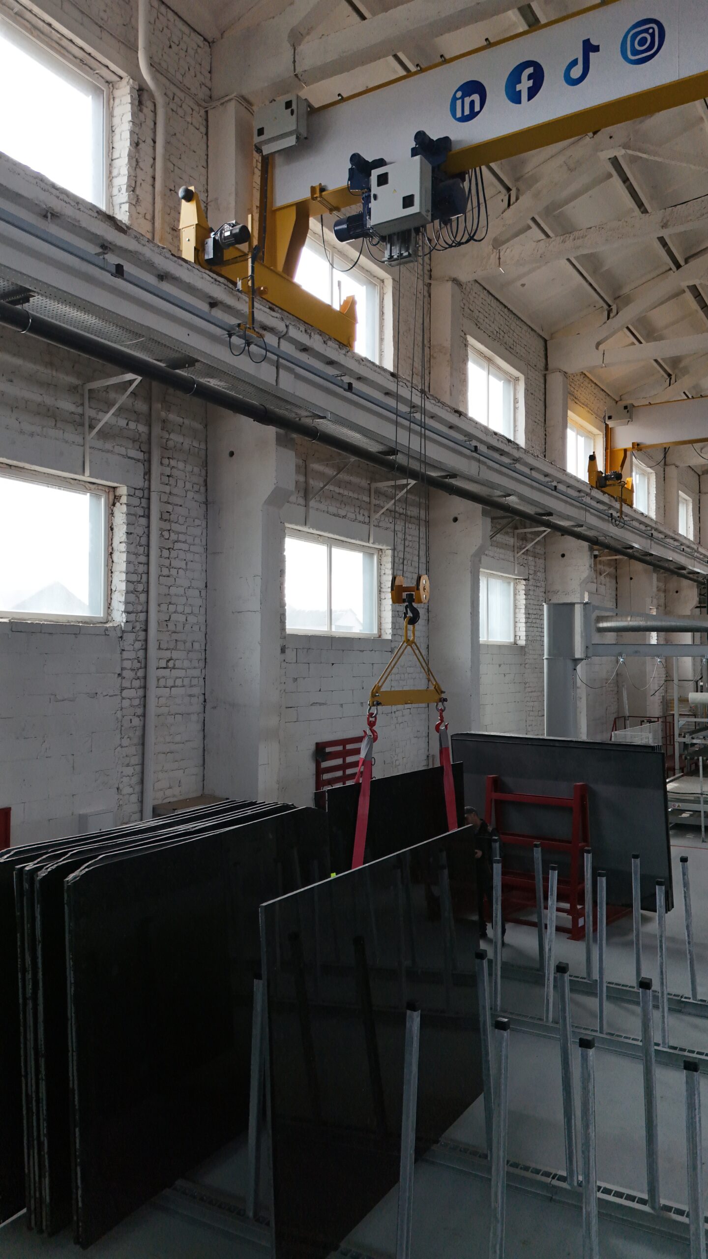 Golovinski production facility with Ukrainian Volga Blue labradorite slabs