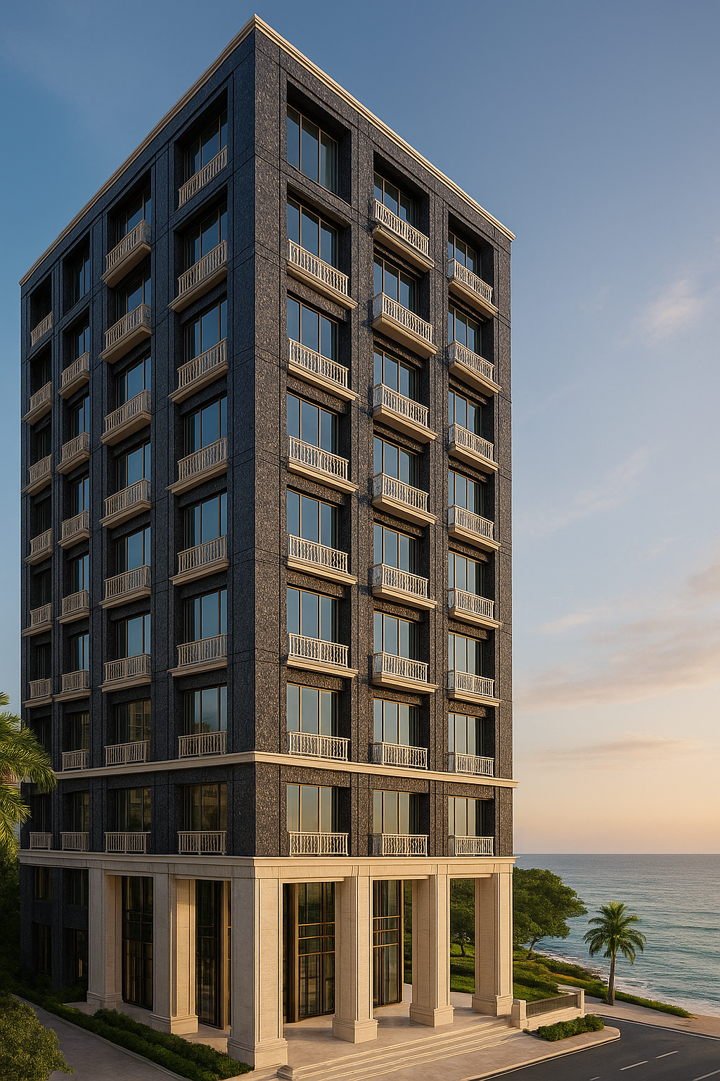 Фасад з лабрадориту Volga Blue