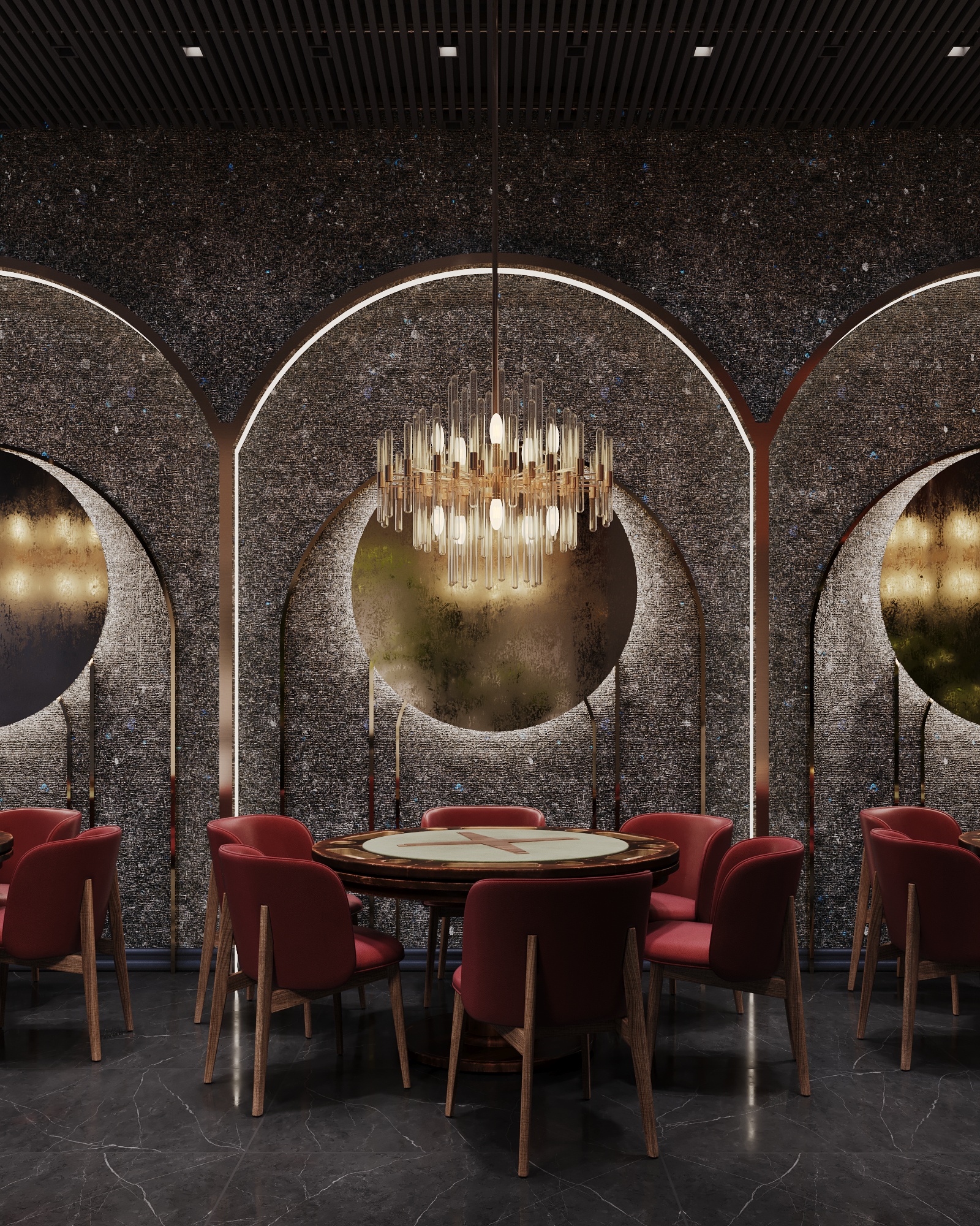 labradorite in casino hall premium interior XYLON wall cladding