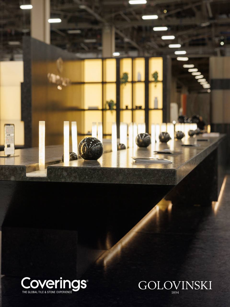 Golovinski display at the booth during Coverings 2026
