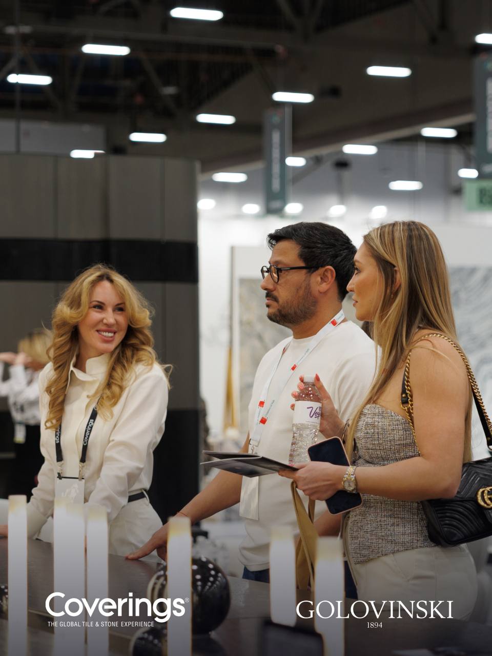 Visitors at the Golovinski booth during Coverings 2026