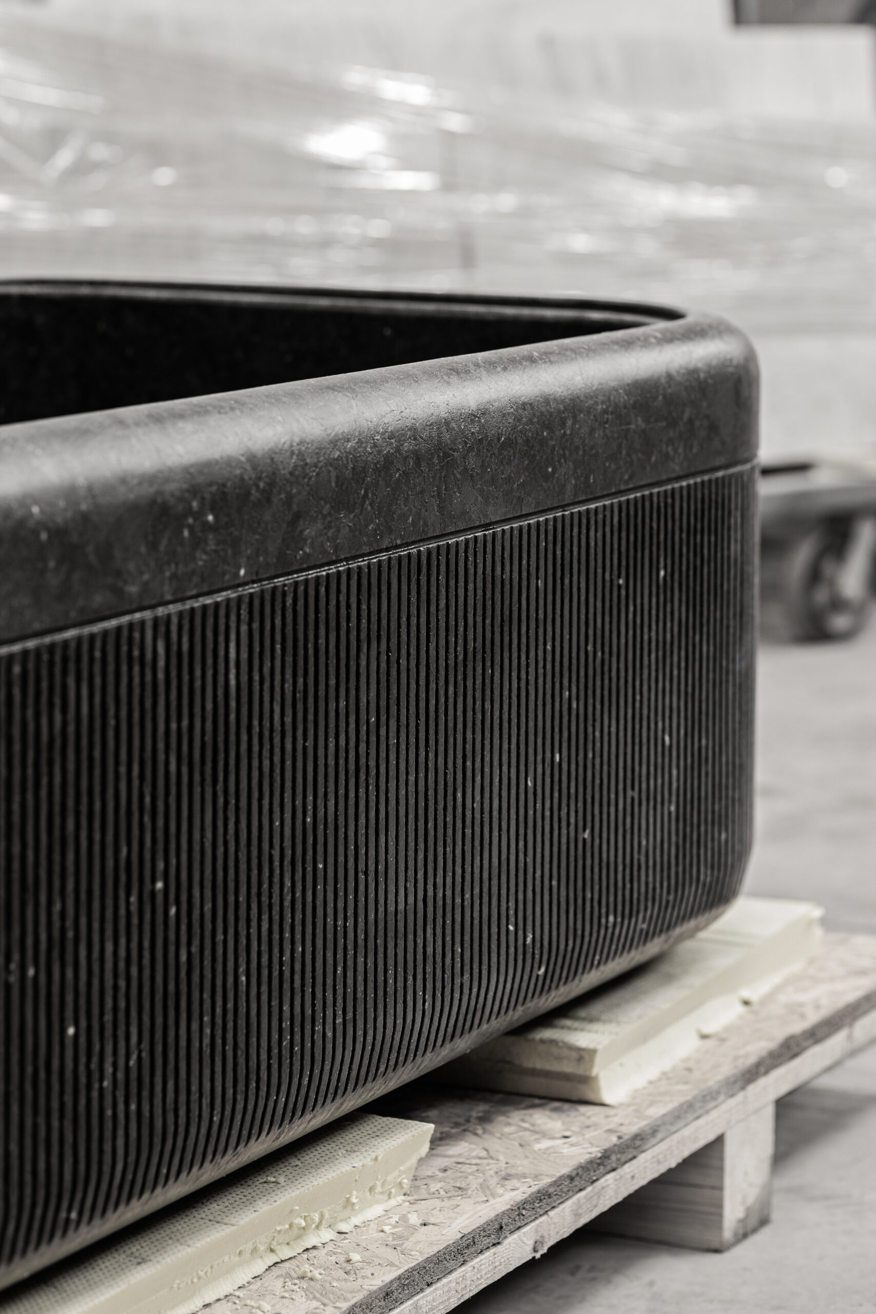 Golovinski monolithic labradorite bathtub during production