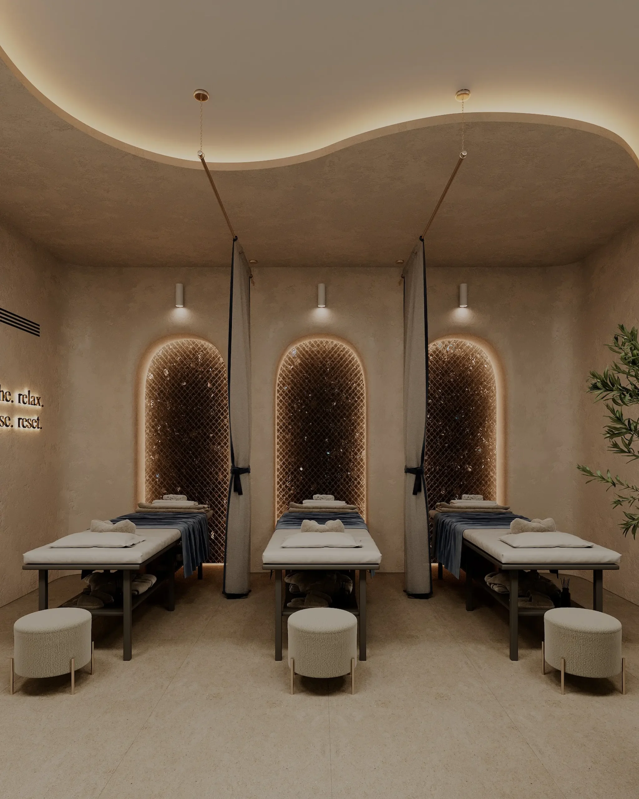 Spa space with Golovinski Labradorite in a wellness interior
