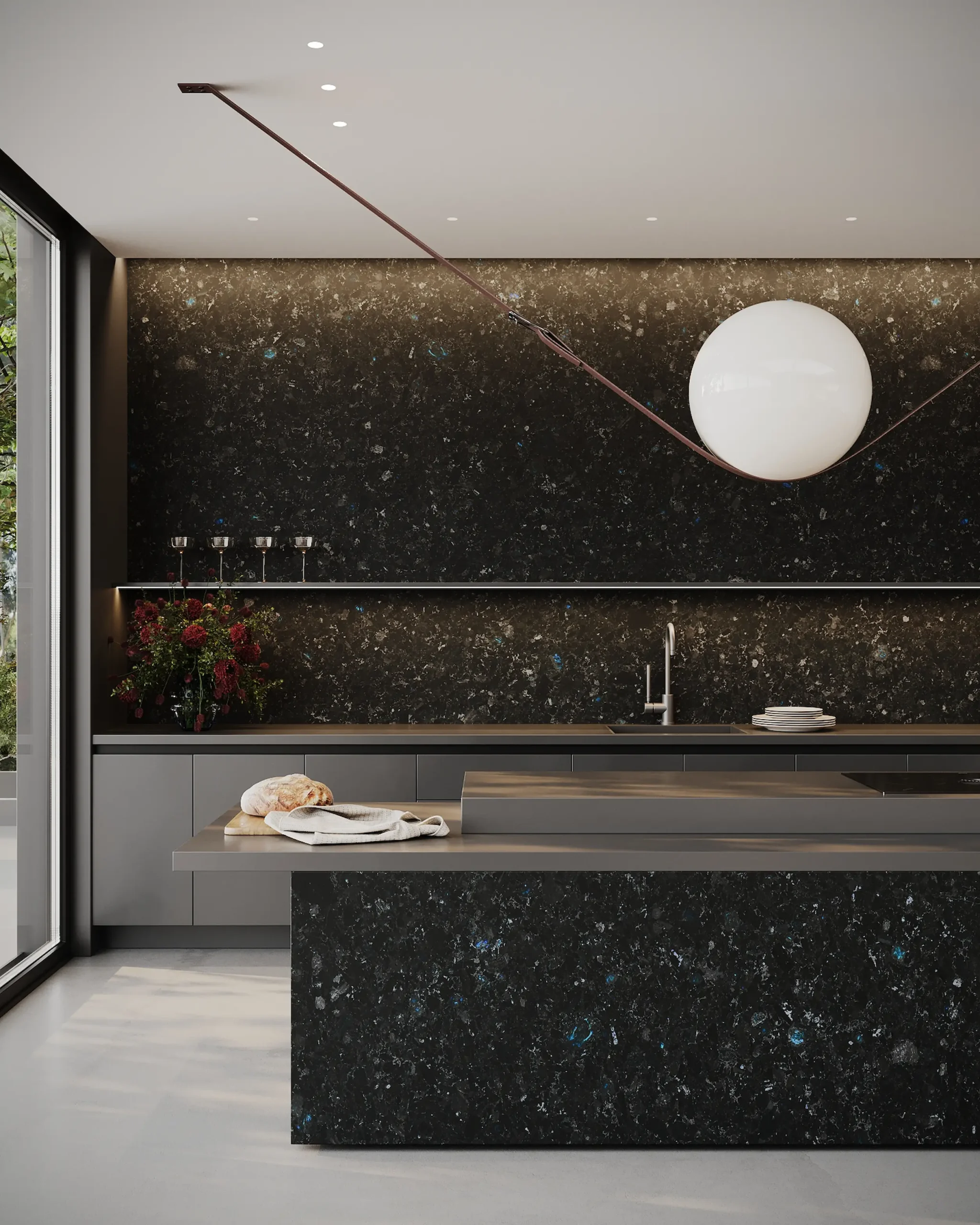 Golovinski labradorite kitchen