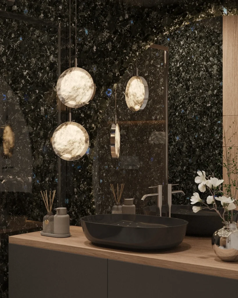 Labradorite in a Bathroom: Aesthetic and Technical Advantage