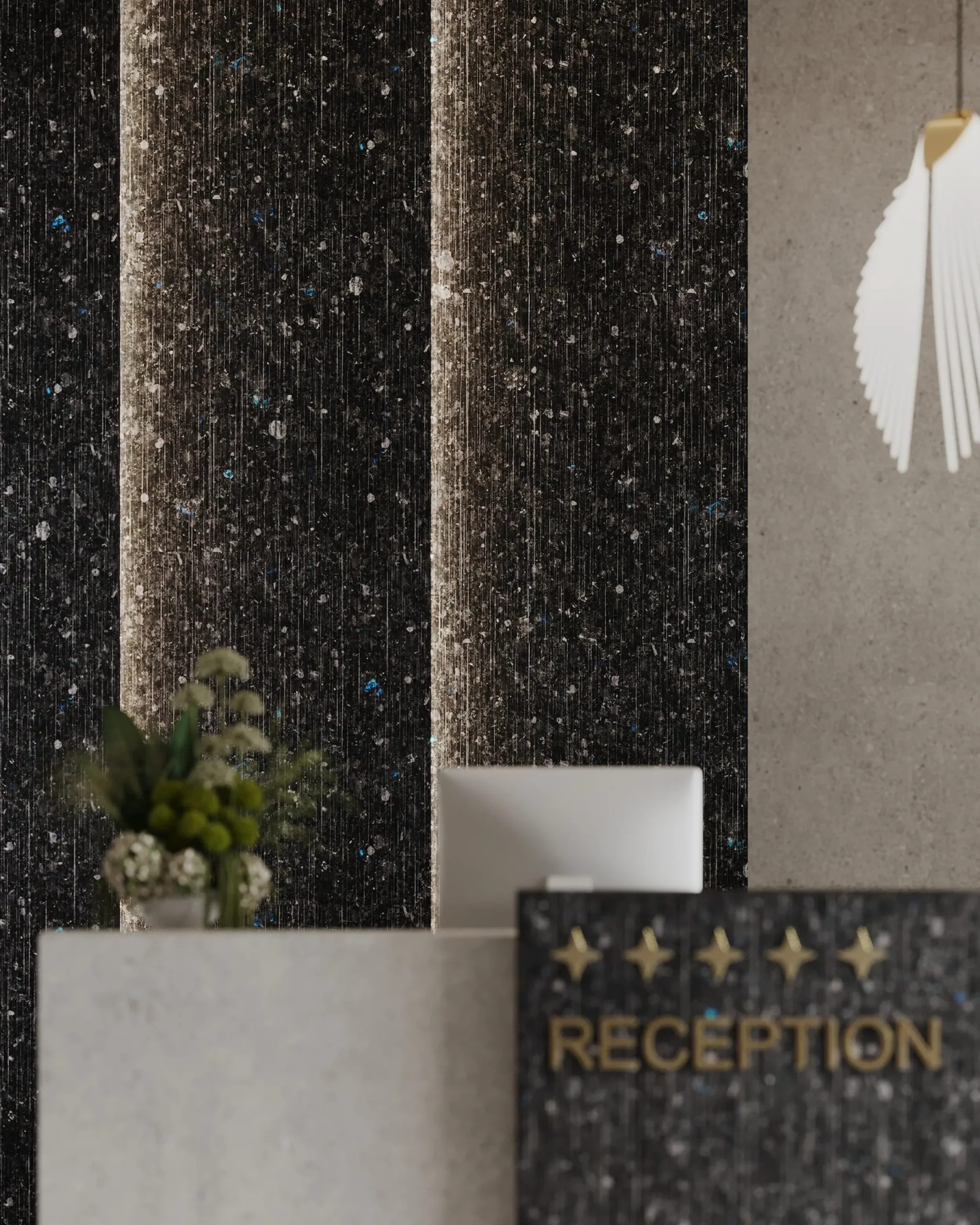 Detail of a Golovinski black stone reception