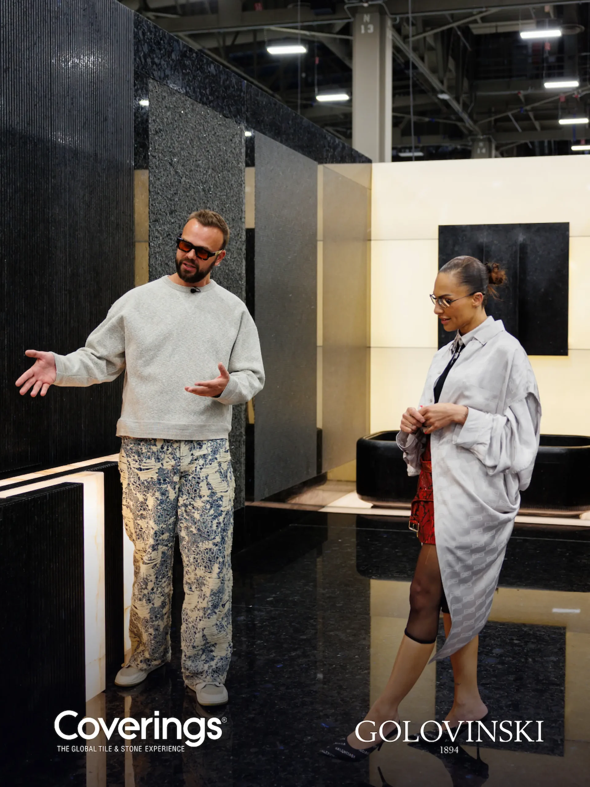 Professional conversation at the Golovinski booth at Coverings 2026