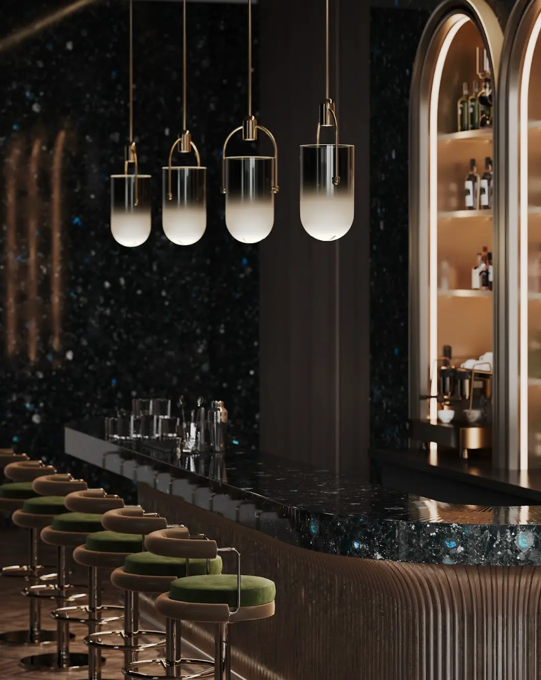 Bar area with Golovinski labradorite