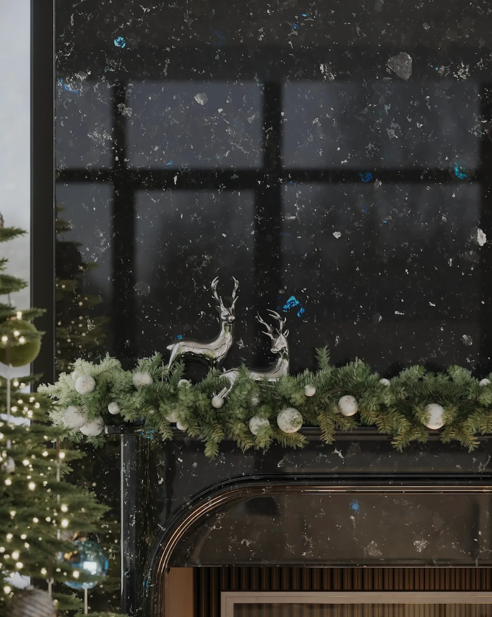 Деталь каміна в чорному камені Golovinski