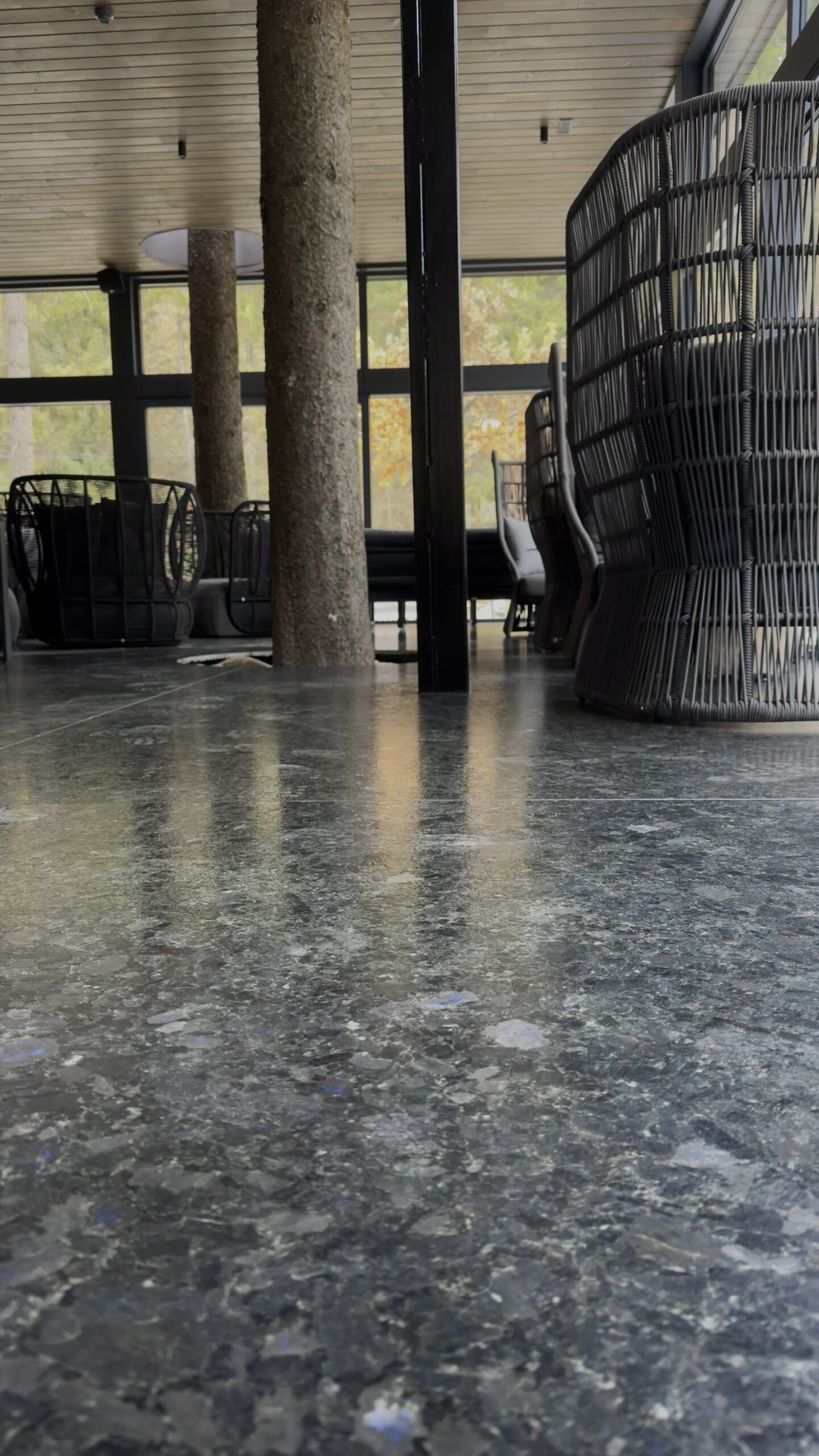 Labradorite for terrace with anti-slip surface