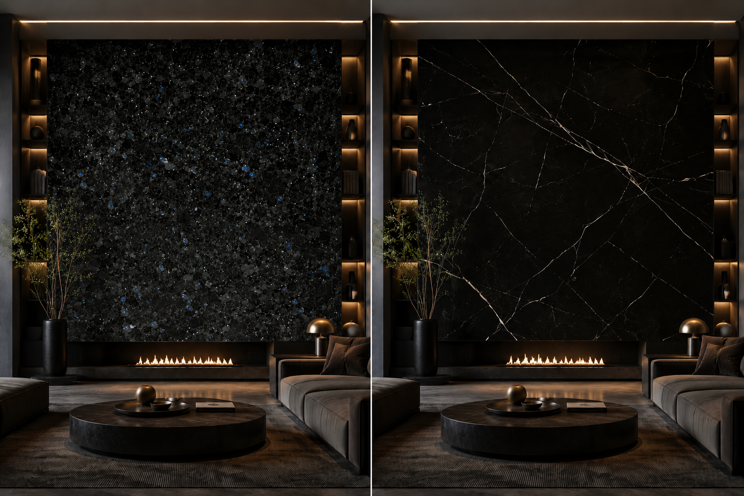 black marble or labradorite in a premium interior