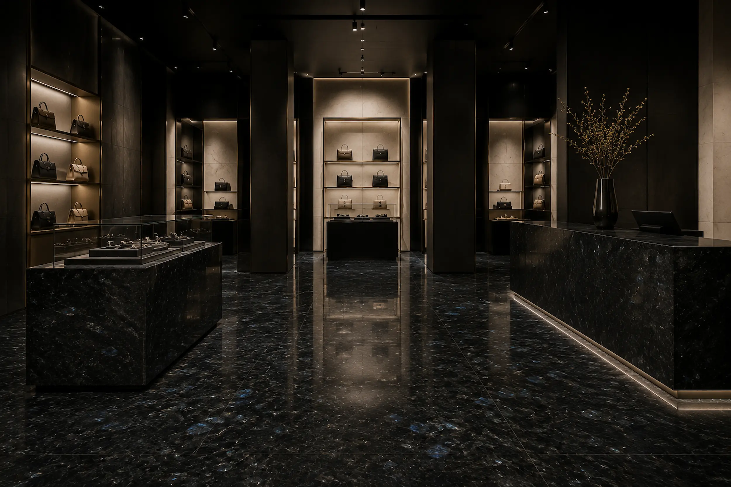 Labradorite in a premium boutique interior