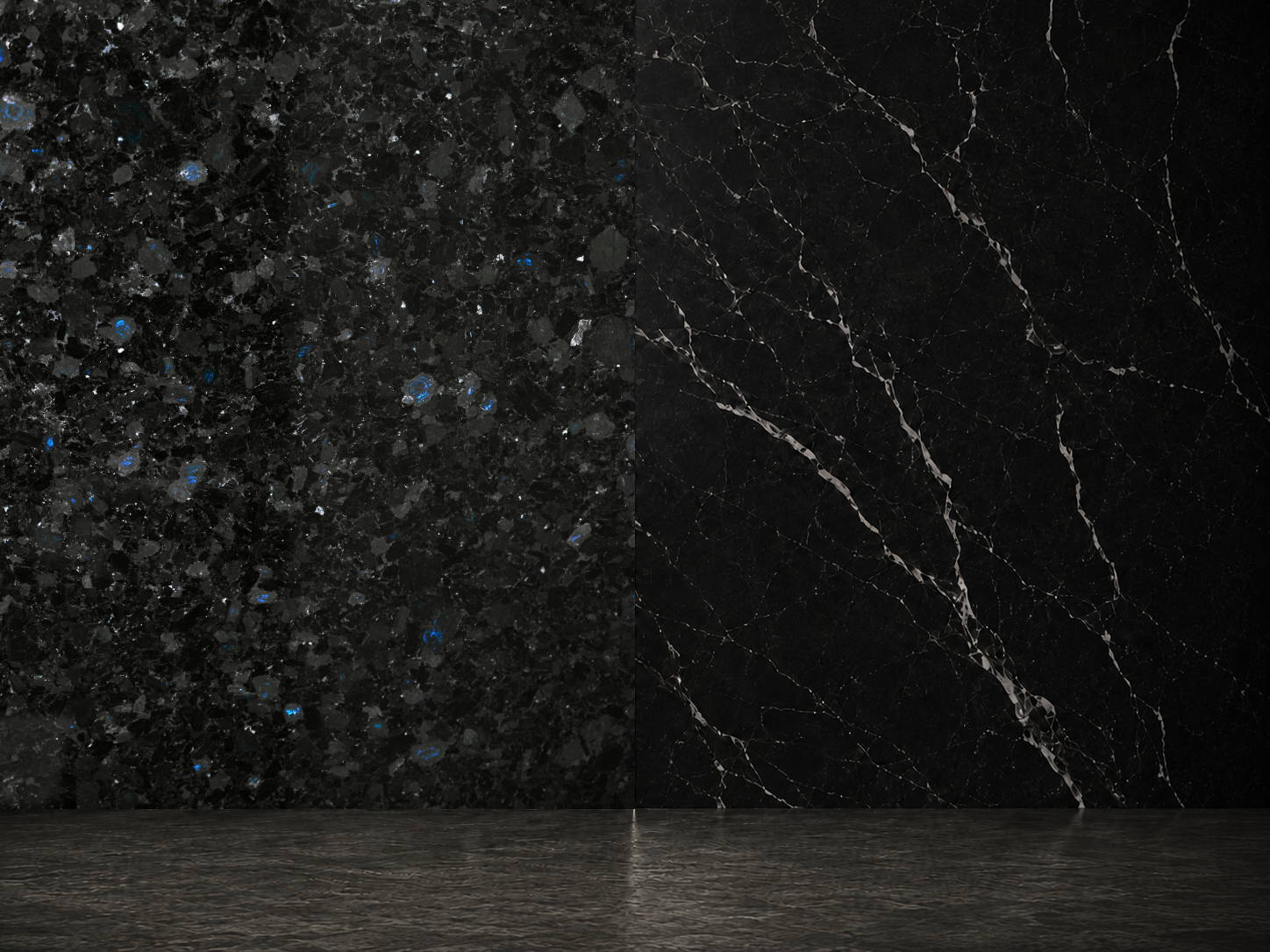 black marble or labradorite comparison of natural stone textures